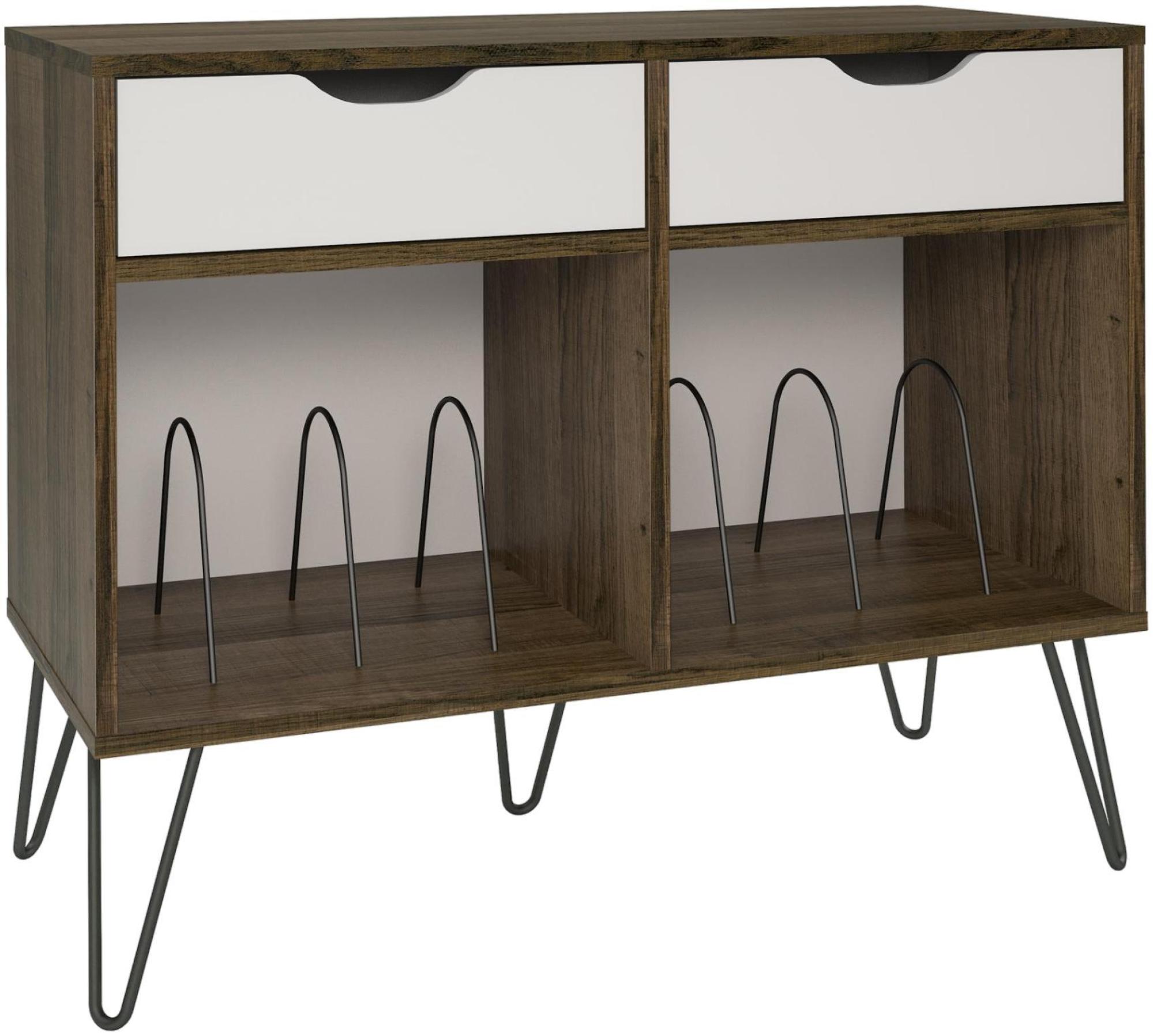 Alphason Concord Turntable Stand with Drawers in Brown Oak - 1323322COMUK