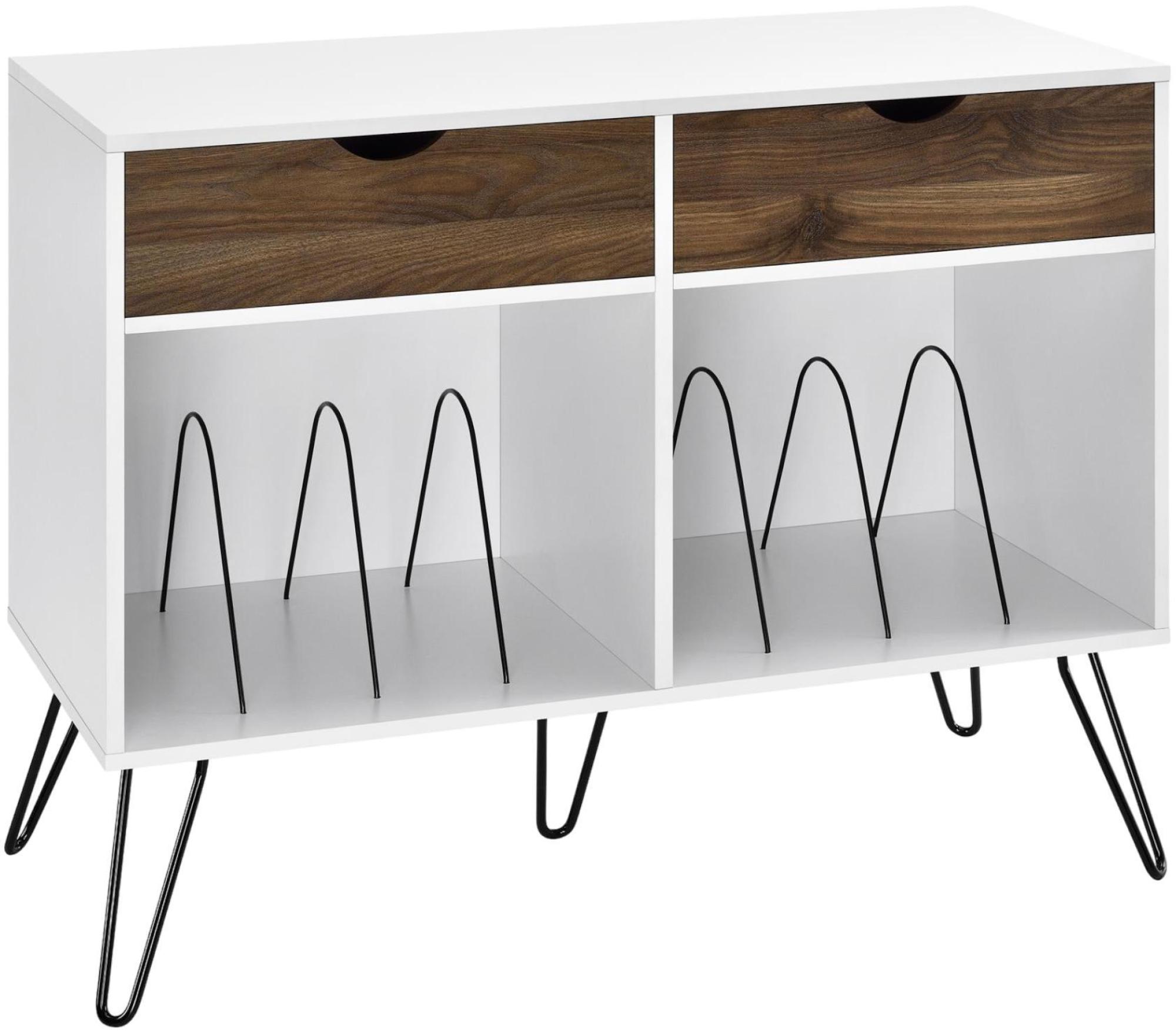 Alphason Concord Turntable Stand with Drawers in White and Oak - 1323015COMUK