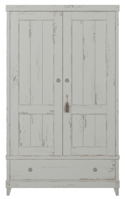 Image of Willis and Gambier Atelier Distressed White 2 Door Combi Double Wardrobe