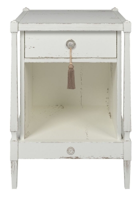 Product photograph of Willis And Gambier Atelier Distressed White Bedside Cabinet from Choice Furniture Superstore