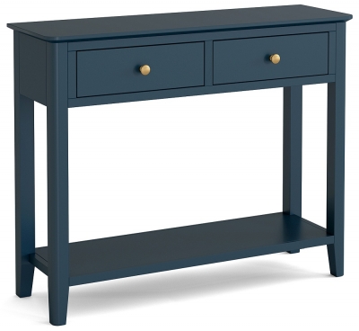 Product photograph of Capri Blue Console Table 2 Drawers For Narrow Hallway from Choice Furniture Superstore