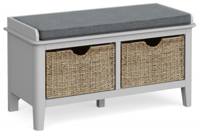 Product photograph of Capri Silver Grey Storage Bench With Baskets from Choice Furniture Superstore