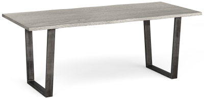 Dalston Grey Oak Dining Table, Seats 8 Diners 200cm Live Edge Top with Industrial Style Black Metal U Legs
