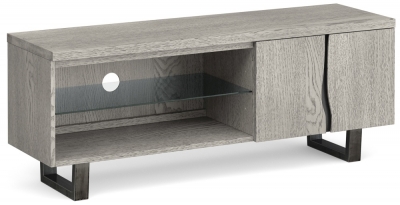 Dalston Grey Oak Large TV Unit, 130cm with Storage for Television Upto 50in Plasma