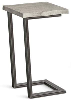 Dalston Grey Oak Side Table Live Edge Top With Industrial Style Black Metal Legs