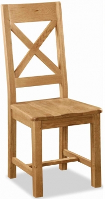 Addison Cross Back Oak Dining Chair with Wooden Seat (Sold in Pairs)