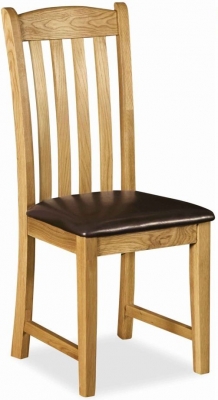 Product photograph of Addison Oak Dining Chair With Leather Seat Sold In Pairs from Choice Furniture Superstore