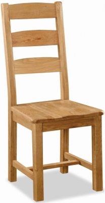 Addison Slatted Back Oak Dining Chair with Wooden Seat (Sold in Pairs)