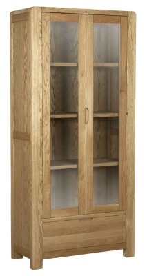 Product photograph of Brice Oak Display Unit - 2 Doors 1 Drawer from Choice Furniture Superstore