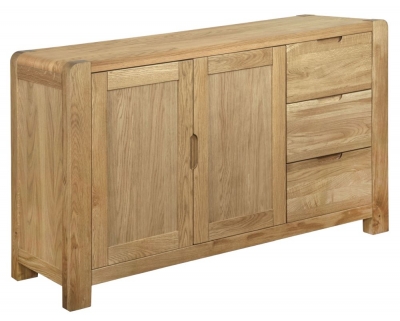 Product photograph of Brice Oak Medium Sideboard 140cm W With 2 Doors And 3 Drawers from Choice Furniture Superstore