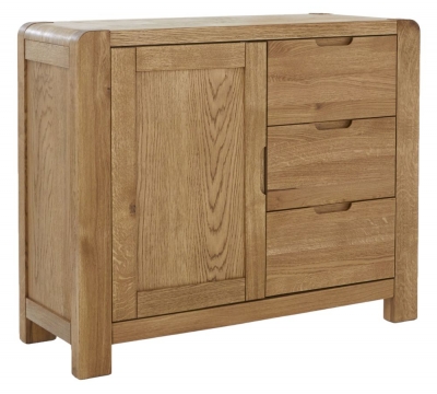 Product photograph of Brice Oak Small Sideboard 98 5cm W With 1 Door 3 Drawers from Choice Furniture Superstore