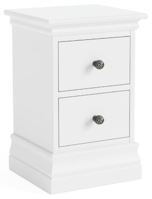 Product photograph of Bordeaux White 2 Drawer Narrow Bedside Cabinet from Choice Furniture Superstore