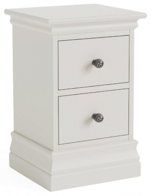 Product photograph of Bordeaux Cotton White Narrow Bedside Cabinet - 2 Drawers from Choice Furniture Superstore