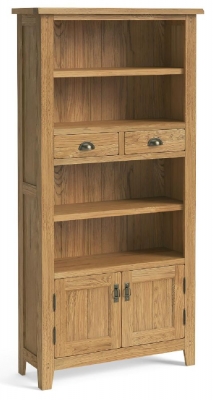 Product photograph of Belden Oak 2 Door 2 Drawer Display Bookcase from Choice Furniture Superstore