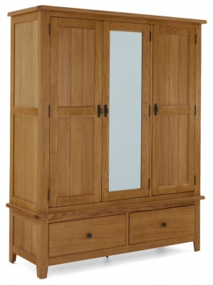 Product photograph of Croydon Oak 3 Door Combi Wardrobe With Mirror from Choice Furniture Superstore