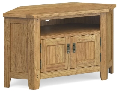 Product photograph of Belden Oak Corner Tv Unit With Door from Choice Furniture Superstore