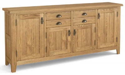 Product photograph of Burford Oak Large 4 Door 4 Drawer Large Sideboard from Choice Furniture Superstore