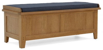 Product photograph of Burford Oak Storage Bench from Choice Furniture Superstore