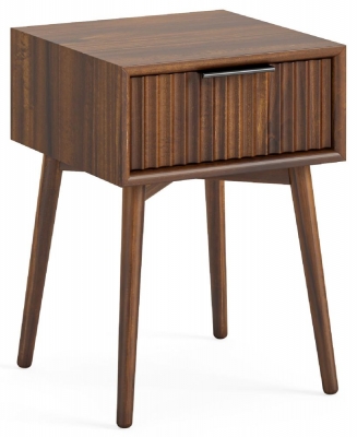 Product photograph of Houlton Walnut Brown 1 Drawer Side Table from Choice Furniture Superstore