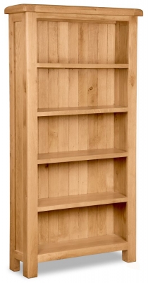 Image of Addison Natural Oak Large Bookcase, 90cm Bookshelf with 4 Shelves