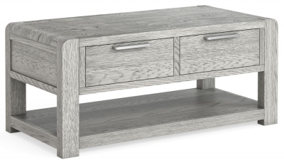 Product photograph of Archdale Grey Washed Oak Coffee Table Storage With 2 Drawers from Choice Furniture Superstore