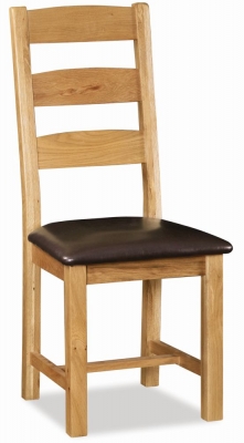 Product photograph of Addison Slatted Back Oak Dining Chair With Leather Seat Sold In Pairs - Assembled from Choice Furniture Superstore