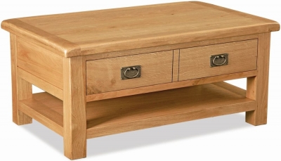 Clearance Addison Natural Oak Large Coffee Table Storage With 1 Drawer D578