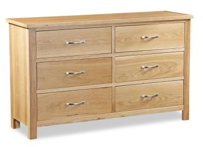 New Trinity Natural Oak 6 Drawers Wide Chest