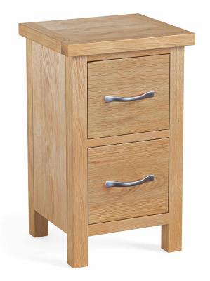 New Trinity Natural Oak Narrow 2 Drawers Bedside Cabinet