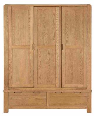 Product photograph of Bergen Oak 3 Door Wardrobe from Choice Furniture Superstore