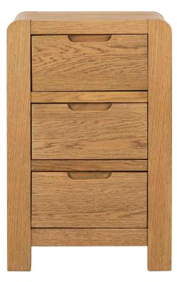 Product photograph of Bergen Oak 3 Drawer Bedside Cabinet from Choice Furniture Superstore