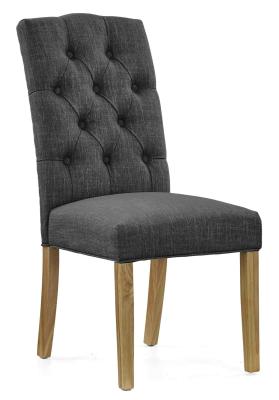 Burford Charcoal Fabric Button Back Dining Chair Sold In Pairs