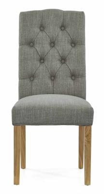 Burford Grey Fabric Button Back Dining Chair Sold In Pairs