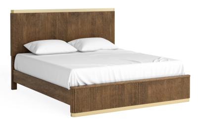 Product photograph of Harvard Brown Walnut Fluted Wood 6ft Queen Size Bed from Choice Furniture Superstore