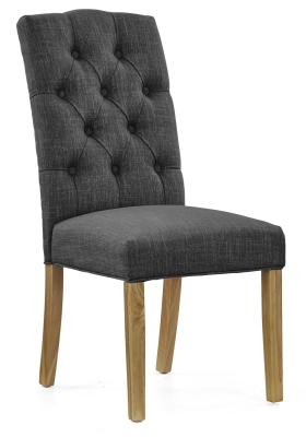 Normandy Charcoal Fabric Button Back Dining Chair Sold In Pairs