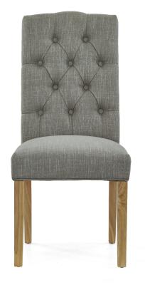 Normandy Grey Fabric Button Back Dining Chair Sold In Pairs