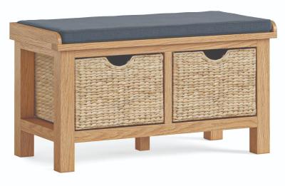 Product photograph of Salisbury Natural Oak Hall Bench With Baskets from Choice Furniture Superstore