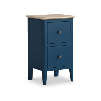 Marlow Blue Painted 2 Drawer Narrow Bedside Cabinet
