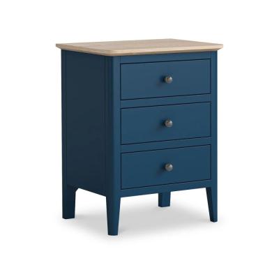 Marlow Blue Painted 3 Drawer Bedside Cabinet