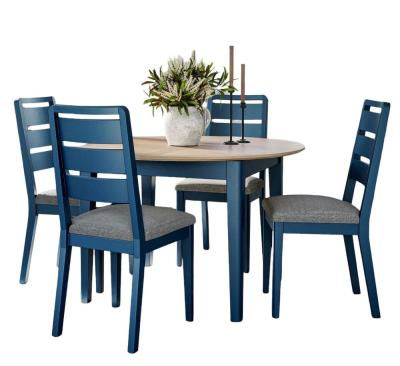 Marlow Blue Painted 46 Seater Round Extending Dining Set With Ladder Back Dining Chair