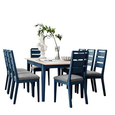 Marlow Blue Painted 68 Seater Extending Dining Set With Ladder Back Dining Chair