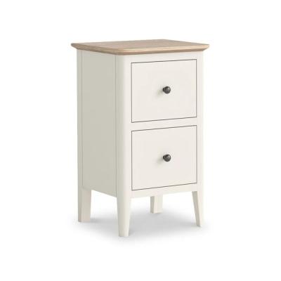 Marlow White Painted 2 Drawer Narrow Bedside Cabinet