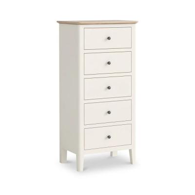Marlow White Painted 5 Drawer Tallboy Chest