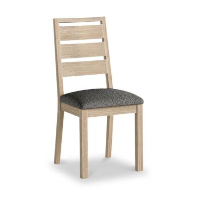 2 X Modern Country Oak And Boucle Grey Fabric Dining Chair