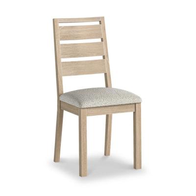 2 X Modern Country Oak And Boucle White Fabric Dining Chair