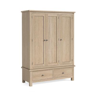 Modern Country Oak 3 Door Triple Wardrobe