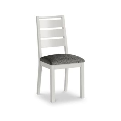 2 X Modern Grey Painted And Boucle Grey Fabric Dining Chair