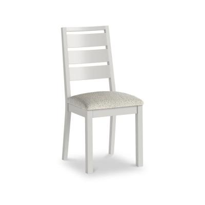2 X Modern Grey Painted And Boucle White Fabric Dining Chair