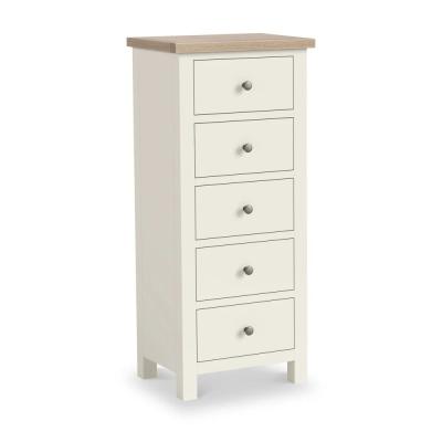 Modern White Painted 5 Drawer Tall Chest