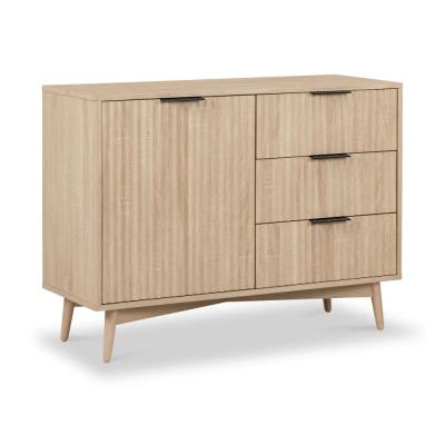 Enzo Oak Grooved 1 Door Small Sideboard 95cm